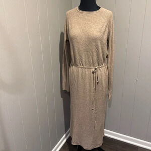 Jolie super stretch finely ribbed knit cashmere blend tie waist midi. Small